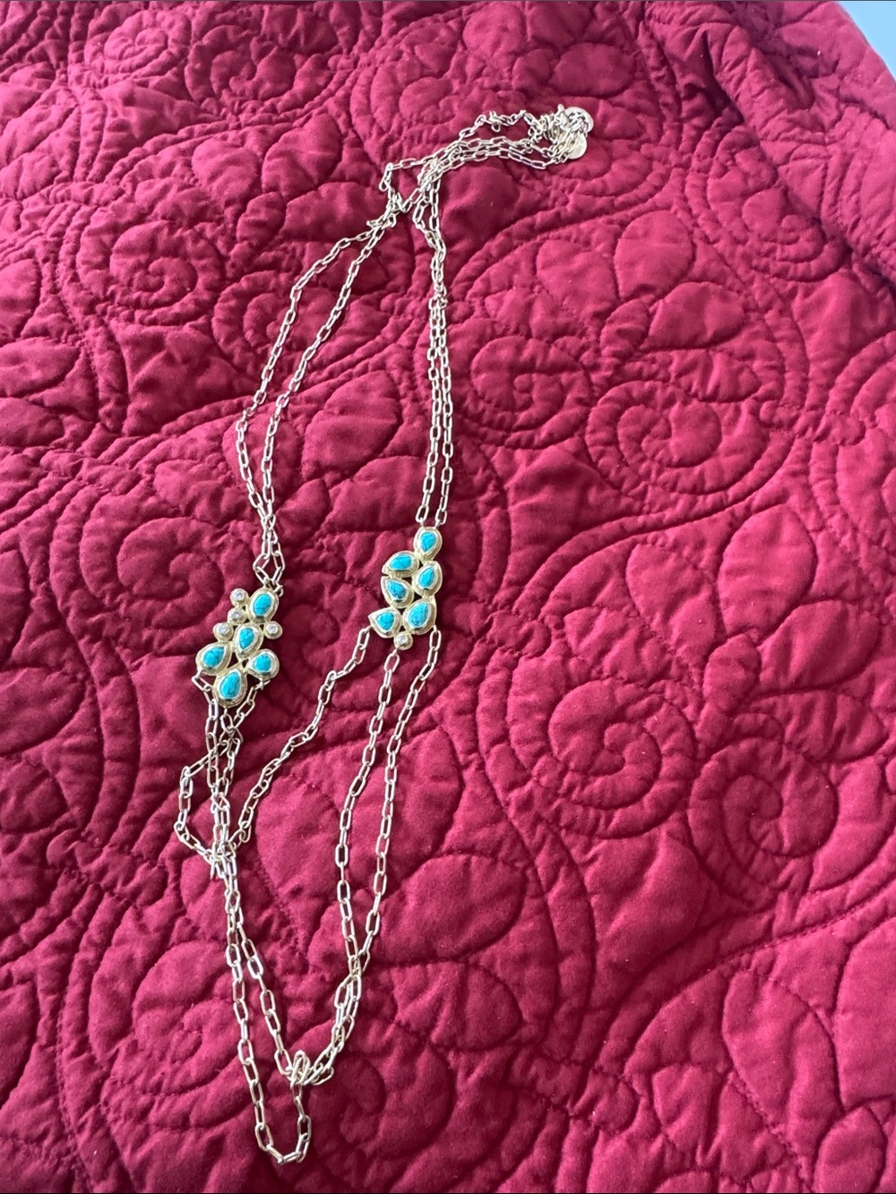 Melinda Maria Silver Multi-Strand Necklace with Turquoise Stones